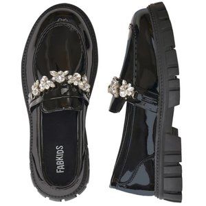 FabKids Girls Gemstone Loafer Size: 12 Color: Black NWT